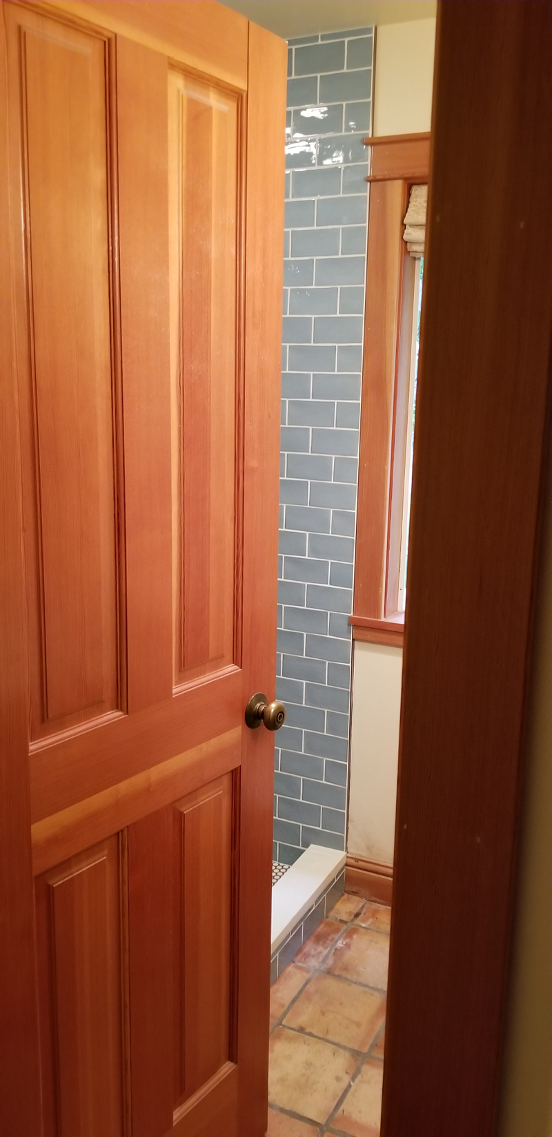 Had to replace studs and walls due to water damage. This room was initially a pigeon coop. Unfortunately the home-owner didn’t want to remodel the rest of the bathroom. Ten bucks says she changes her mind within a week